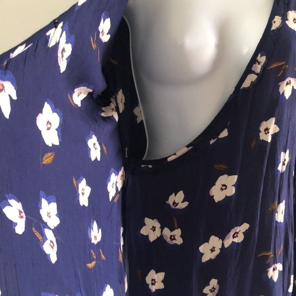 Billabong Blue Floral Long Sleeve Lightweight Size M Cotton Wrap Mini Dress Fall - Picture 9 of 15